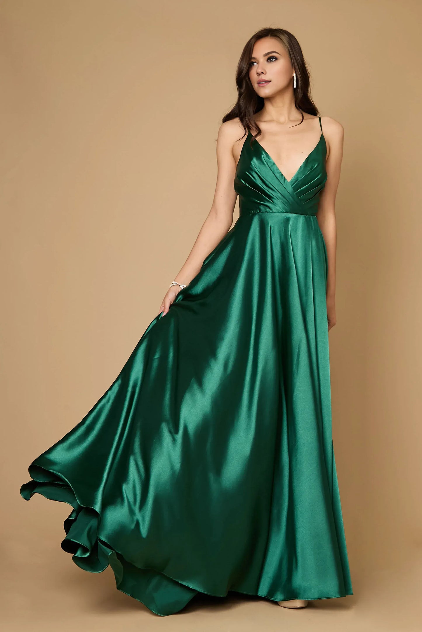 Amzcw Long Flowy Satin Formal Prom Party Dress