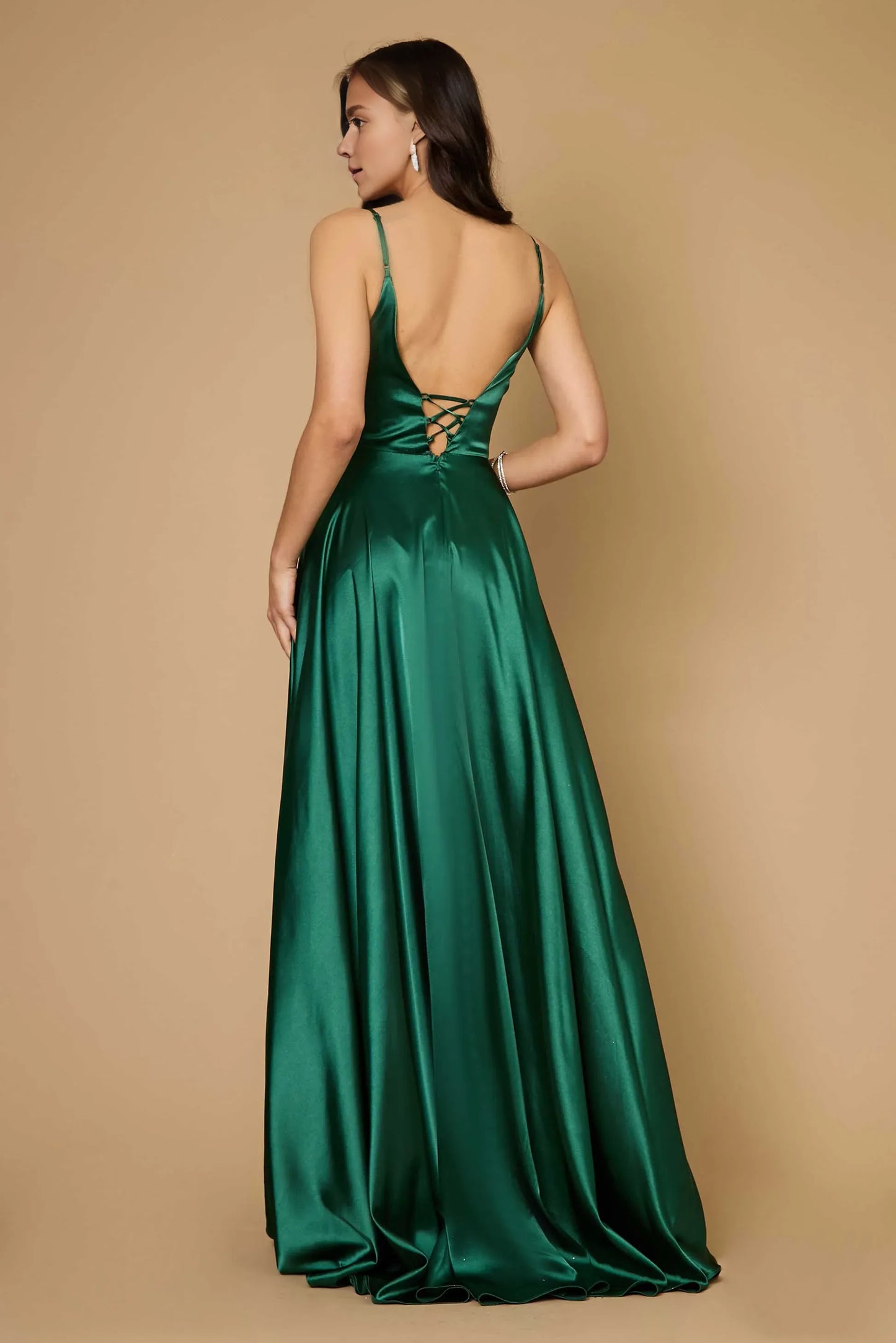 Amzcw Long Flowy Satin Formal Prom Party Dress