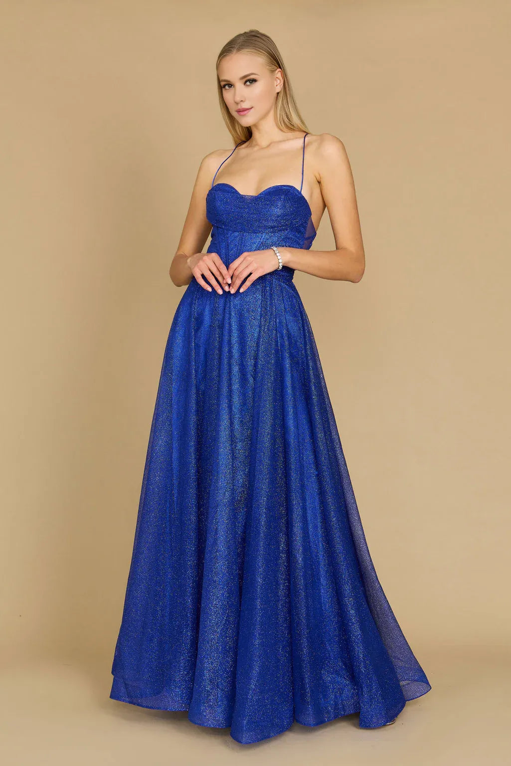 Amzcw Long Sparkling Cowl Corset Prom Dress