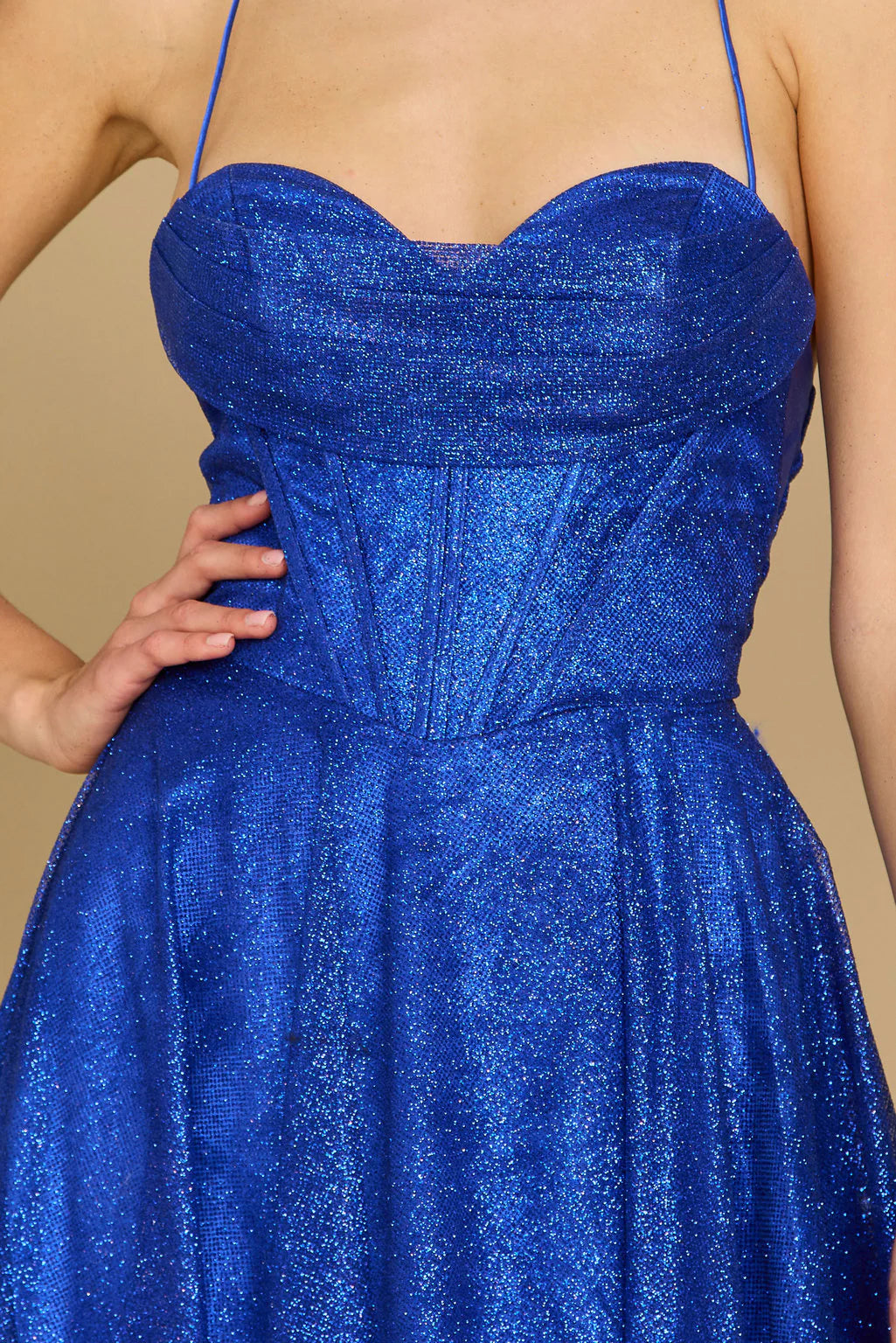 Amzcw Long Sparkling Cowl Corset Prom Dress