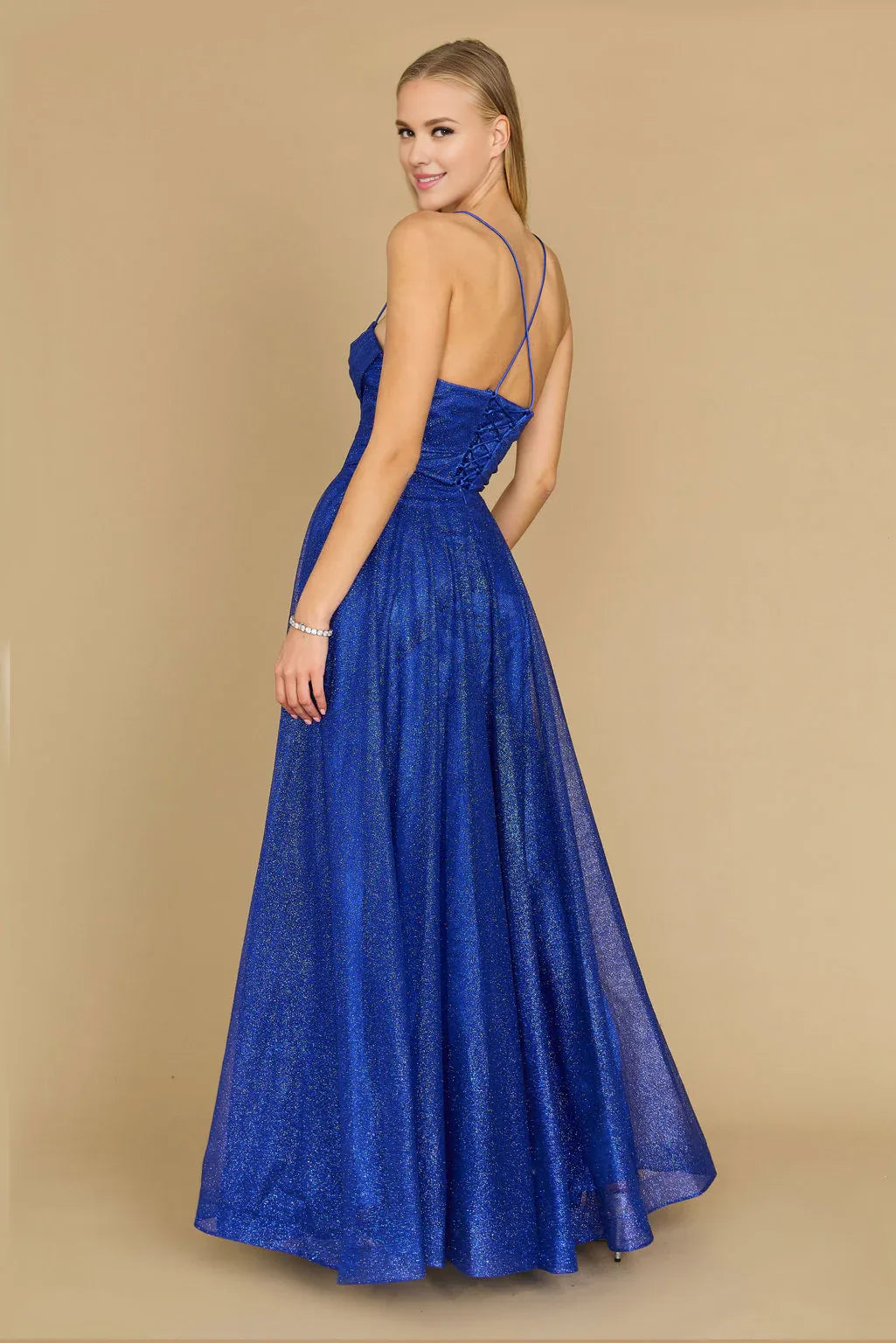Amzcw Long Sparkling Cowl Corset Prom Dress