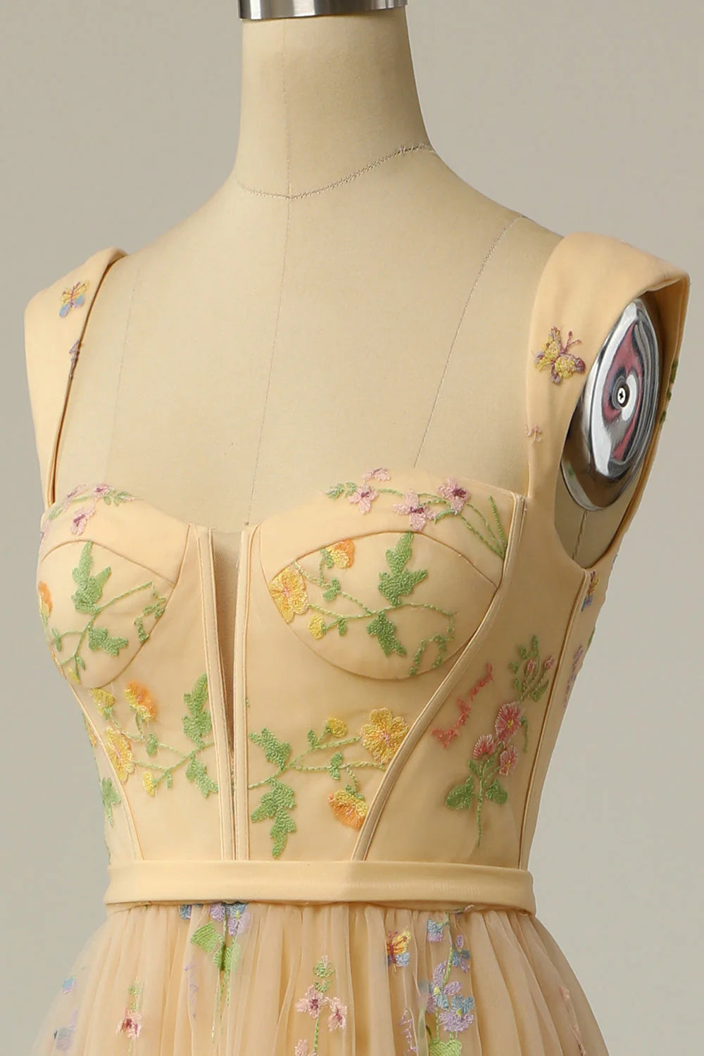 Vestidos de fiesta con tirantes de corazón, corte A, tul, largo hasta la rodilla