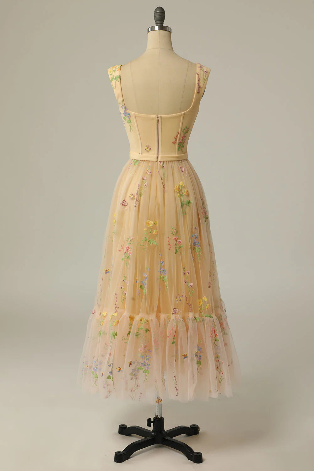 Vestidos de fiesta con tirantes de corazón, corte A, tul, largo hasta la rodilla