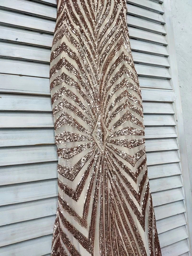 Vestidos de fiesta largos con lentejuelas doradas y escote en V profundo cruzado de sirena
