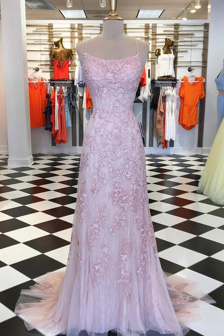 Vestidos de fiesta de sirena con tirantes finos rojos y apliques de encaje rojo, vestidos de noche largos y económicos.