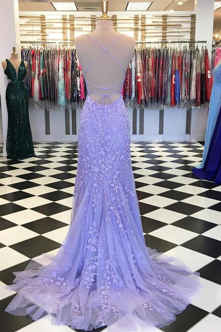 Vestidos de fiesta de sirena con tirantes finos rojos y apliques de encaje rojo, vestidos de noche largos y económicos.