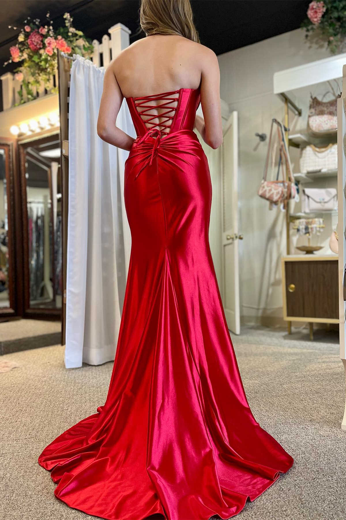 Vestidos de noche de graduación de llegada, sirena, satén, cola larga