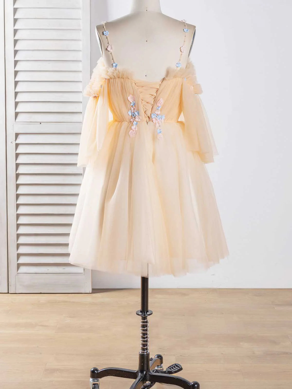 Off The Shoulder A Line Tulle Homecoming Dresses Lace Short/Mini