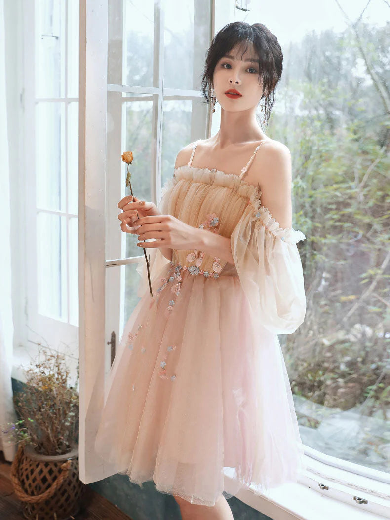 Off The Shoulder A Line Tulle Homecoming Dresses Lace Short/Mini