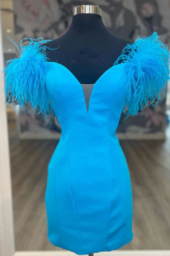 Vestidos de fiesta rosas con hombros descubiertos y escote en V por encima de la rodilla, vestidos de cóctel cortos