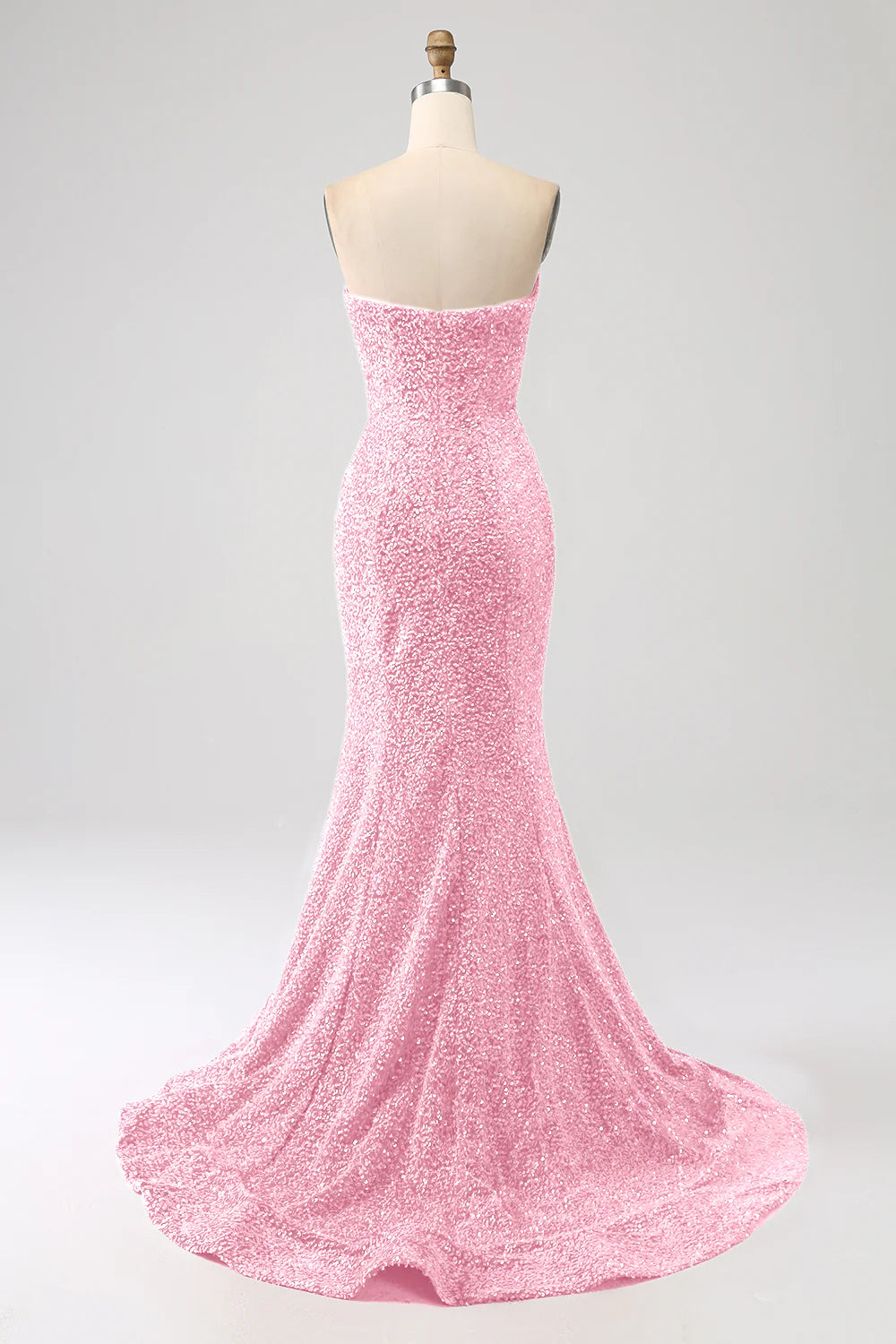 Amzcw Pink Mermaid Sweetheart Sweep Train Prom Dress With Sequins prom dresses shops