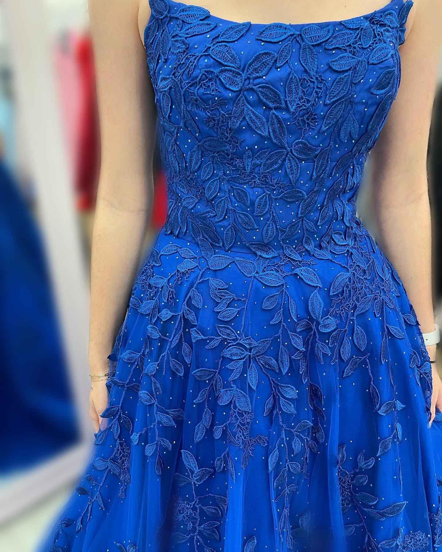 Vestidos de fiesta largos con escote en A, tirantes finos, espalda descubierta y apliques