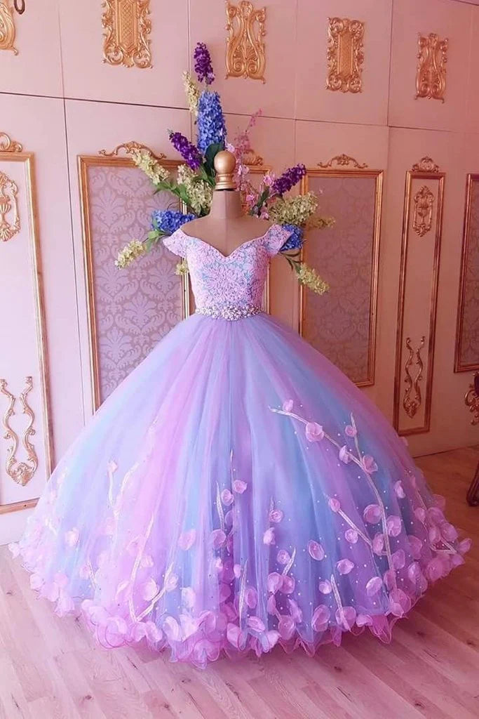 Princess Pink and Blue Ball Gown Off the Shoulder Prom Dresses With Fl Amzcw Dress Princess Pink and Blue Ball Gown Off the Shoulder Prom Dresses With Fl Amzcw Dress