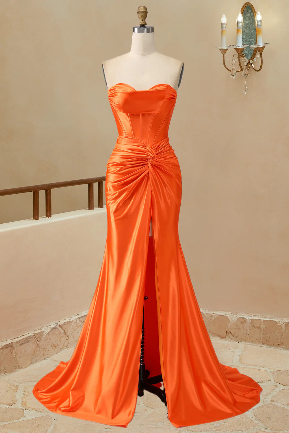 Vestidos de noche de graduación de llegada, sirena, satén, cola larga