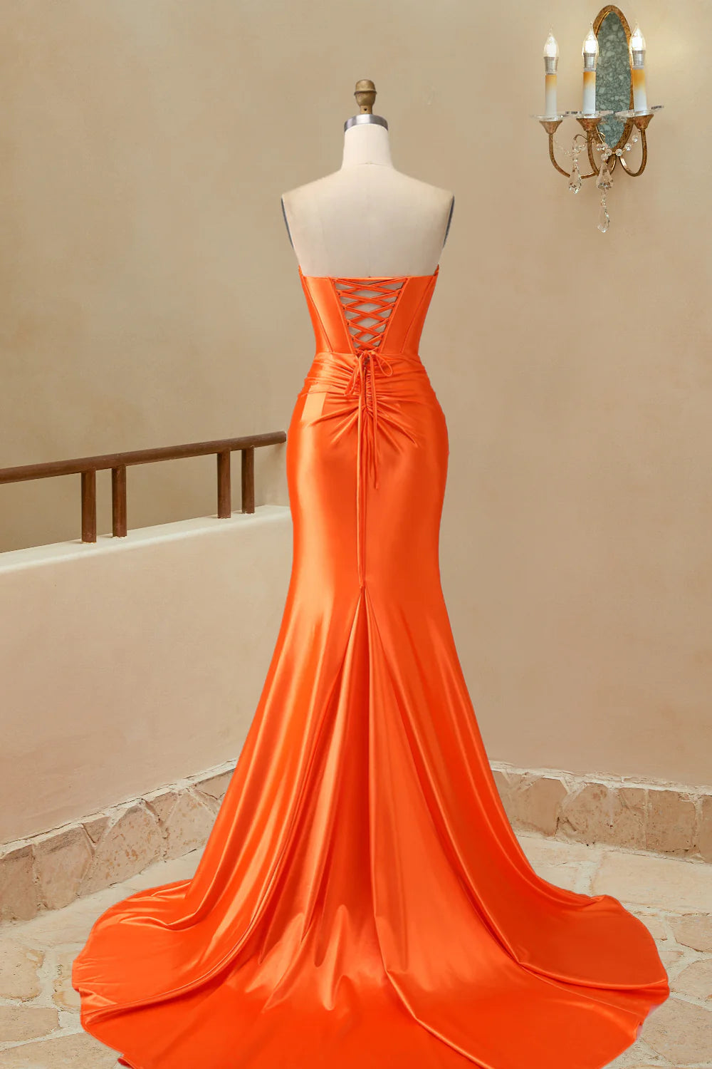 Vestidos de noche de graduación de llegada, sirena, satén, cola larga