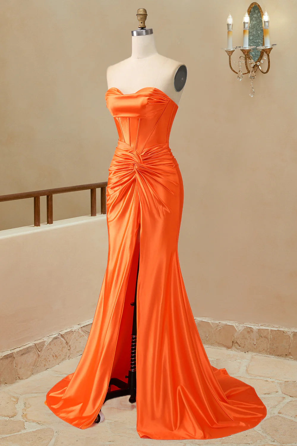 Vestidos de noche de graduación de llegada, sirena, satén, cola larga