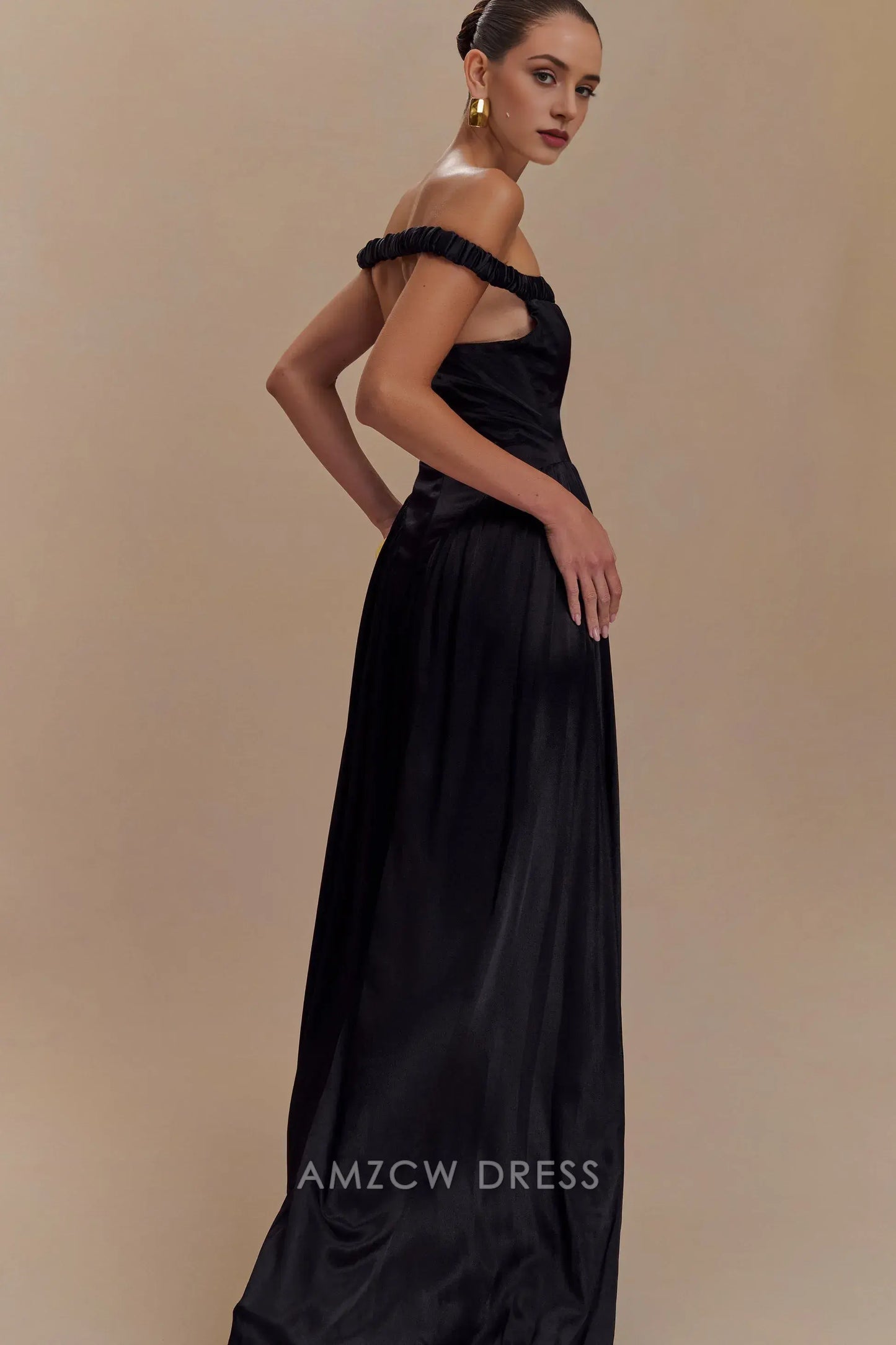 Romantic Sheath/Column Off the Shoulder Sleeveless Backless Floor-Length prom dress