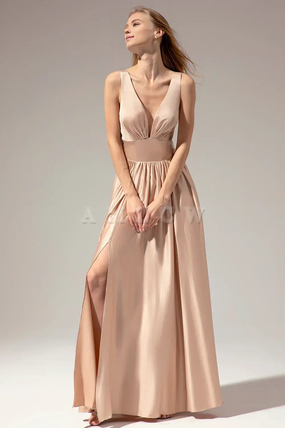 Amzcw Satin Long Prom Party Dress With Slit gowns evening dresses dressesgowns evening dresses