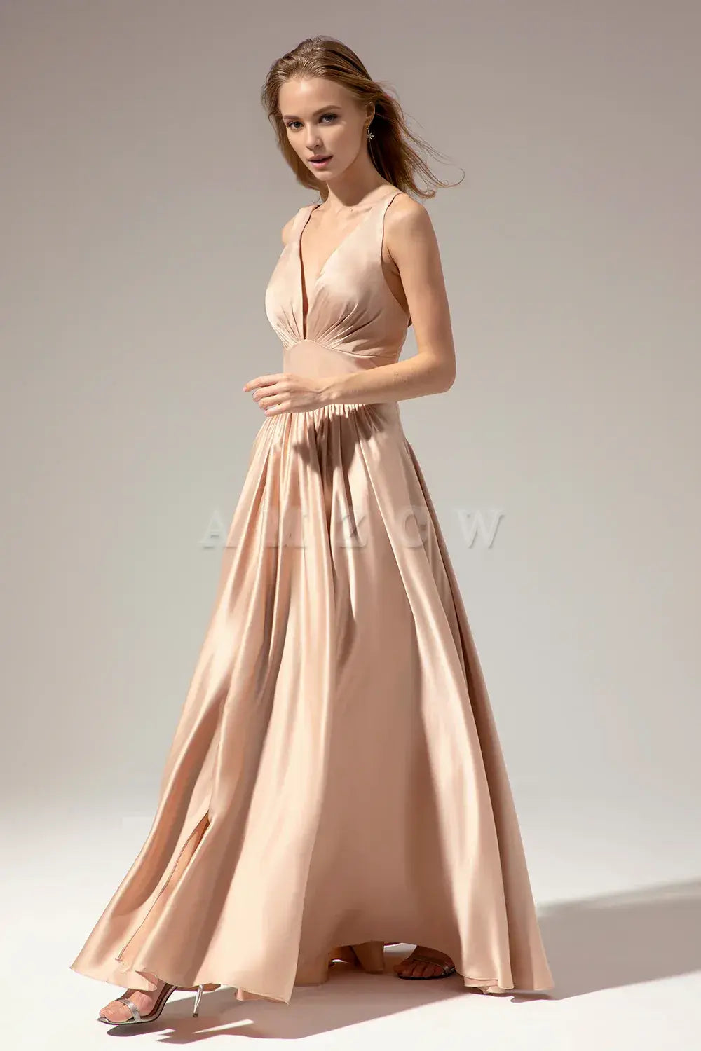 Amzcw Satin Long Prom Party Dress With Slit gowns evening dresses dressesgowns evening dresses