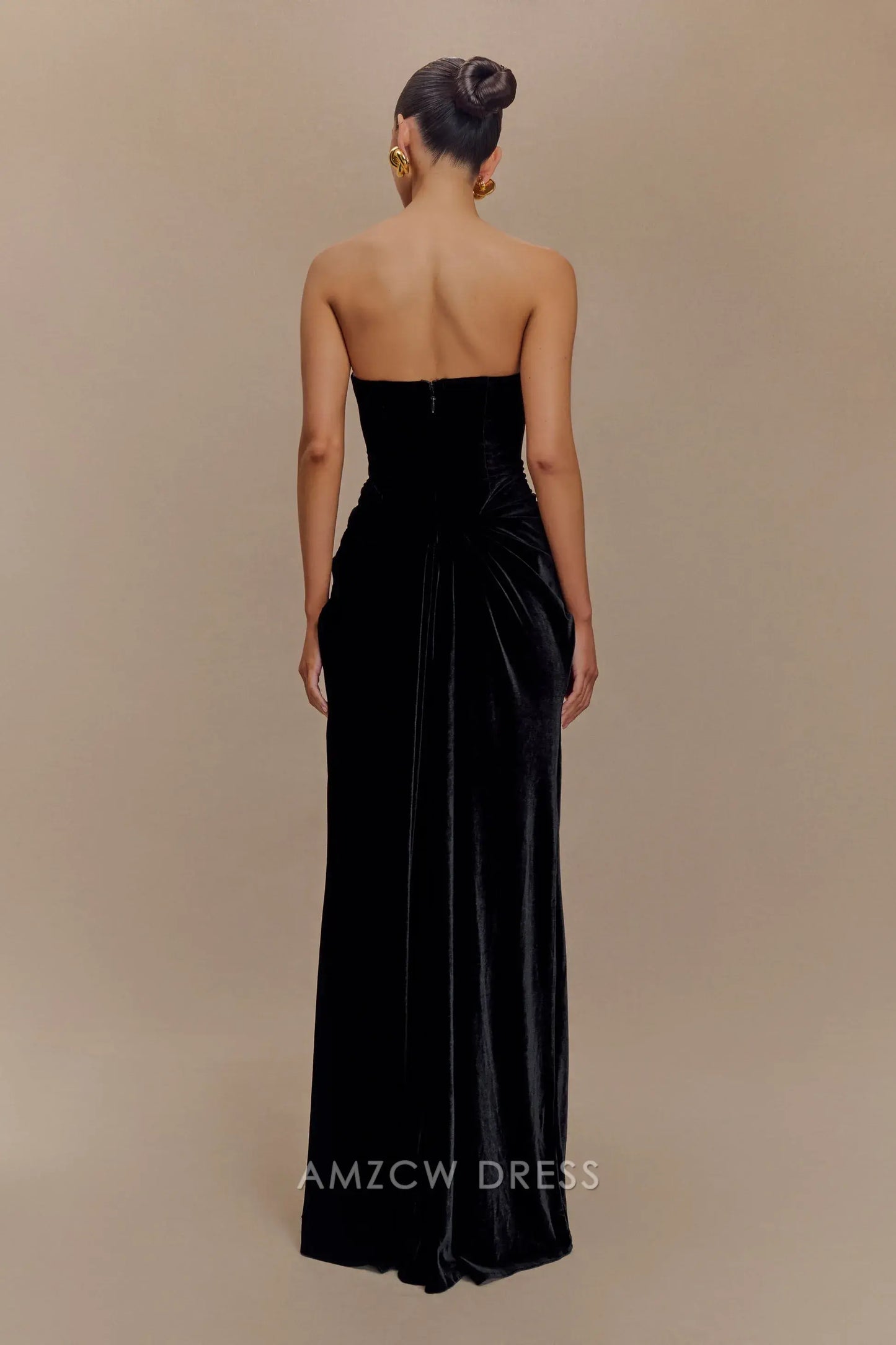 Sexy Sheath/Column Strapless Sleeveless Back Zip Floor-Length prom dress