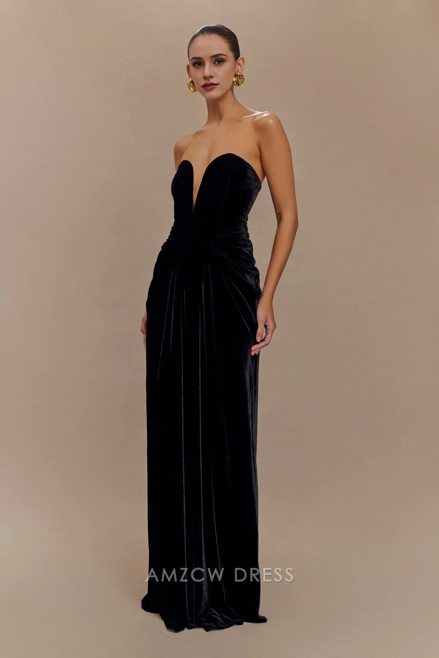Sexy Sheath/Column Strapless Sleeveless Back Zip Floor-Length prom dress