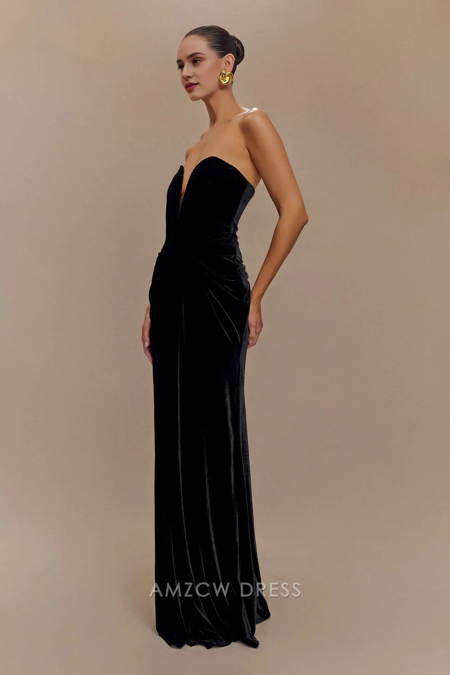 Sexy Sheath/Column Strapless Sleeveless Back Zip Floor-Length prom dress
