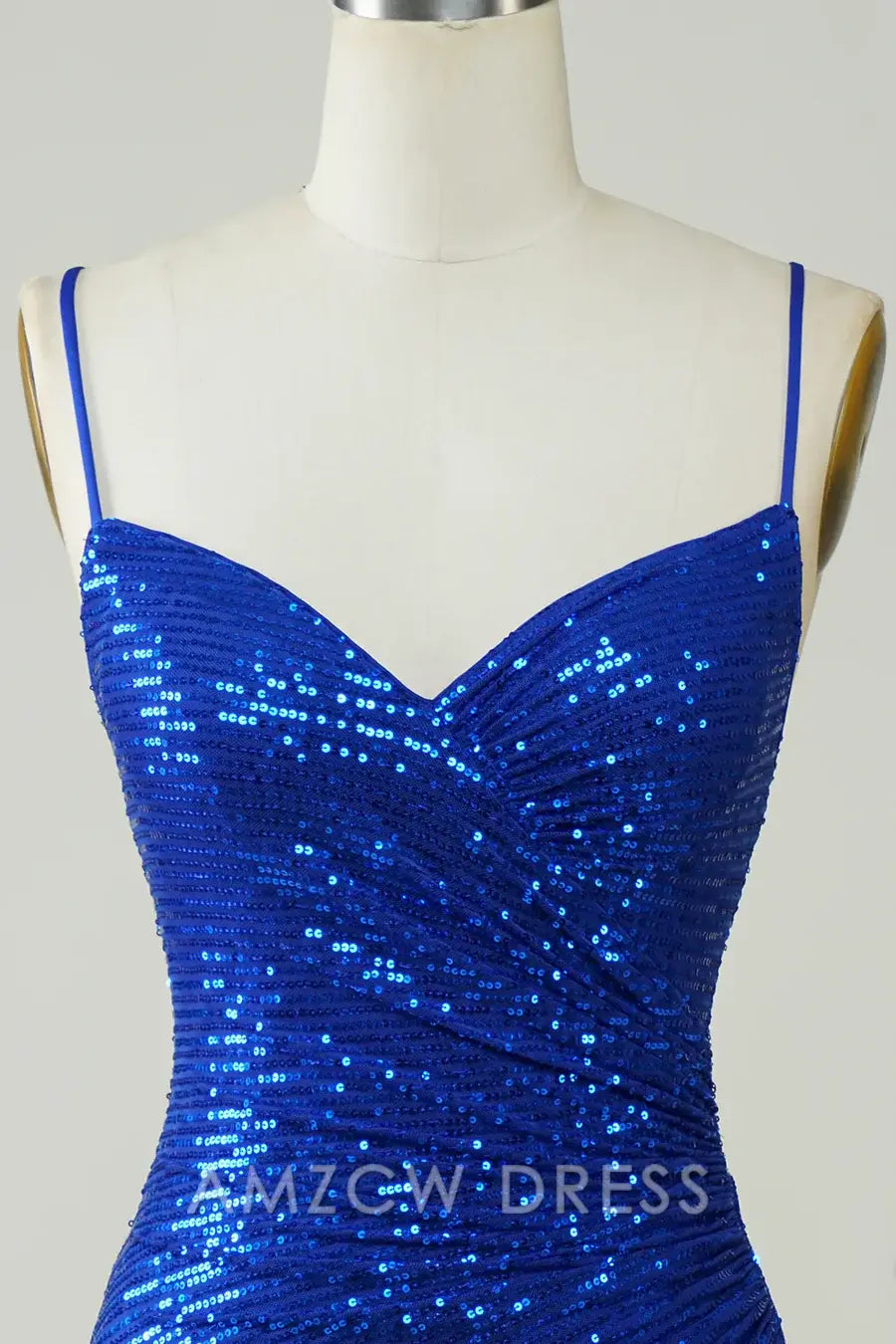 Amzcw Elegant Sheath Fully Sequins V-Neck Spaghetti Straps Homecoming Dress formal wear dresses