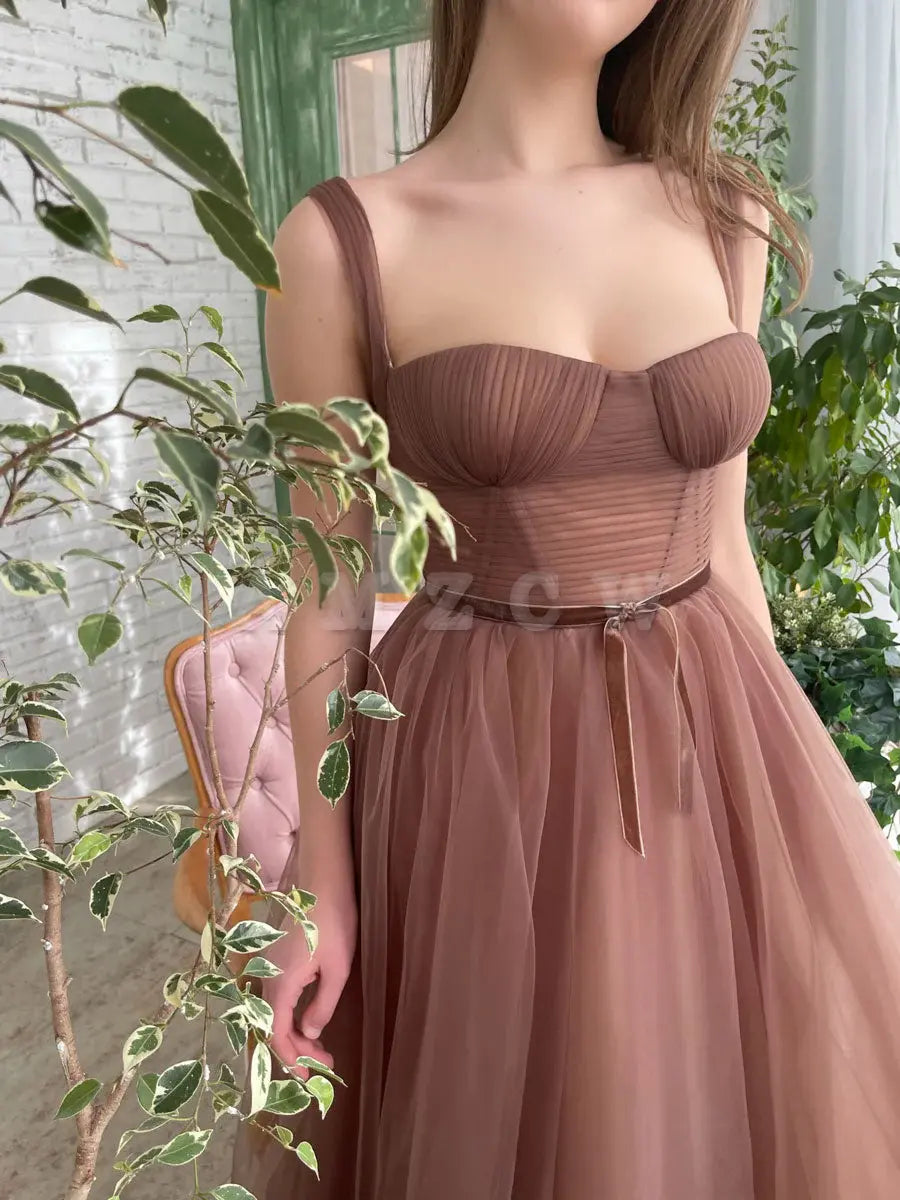 Vestidos de fiesta marrones sencillos Amzcw Aline hasta la rodilla, vestidos de fiesta marrones, vestidos de fiesta en tienda