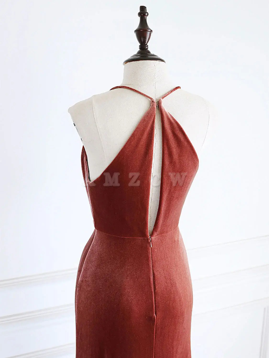 Amzcw Simple V Neck Mermaid Long Prom Dress Velvet Formal Evening Dresses prom dress in store