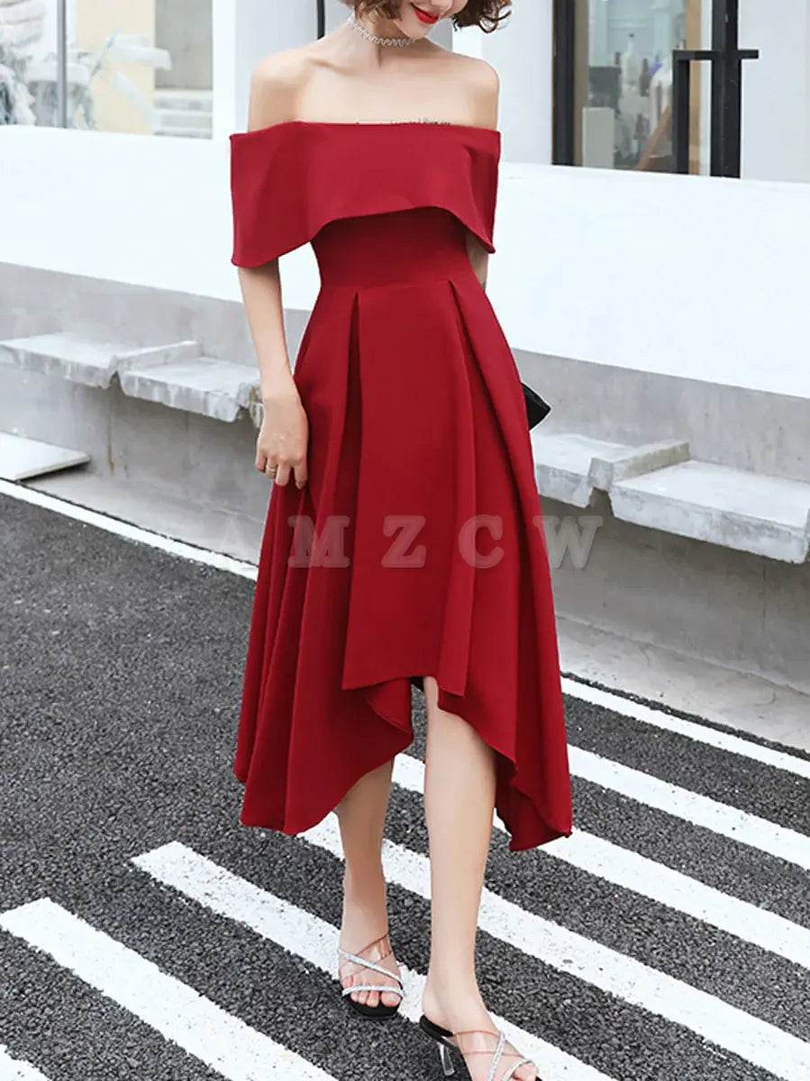 Amzcw Simple burgundy prom dress burgundy evening dress formal wear dresses