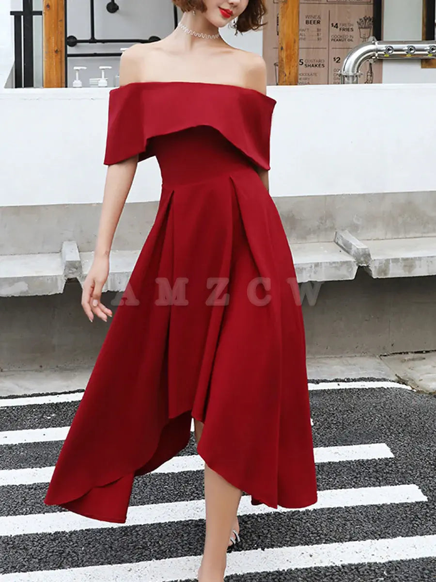 Amzcw Simple burgundy prom dress burgundy evening dress formal wear dresses
