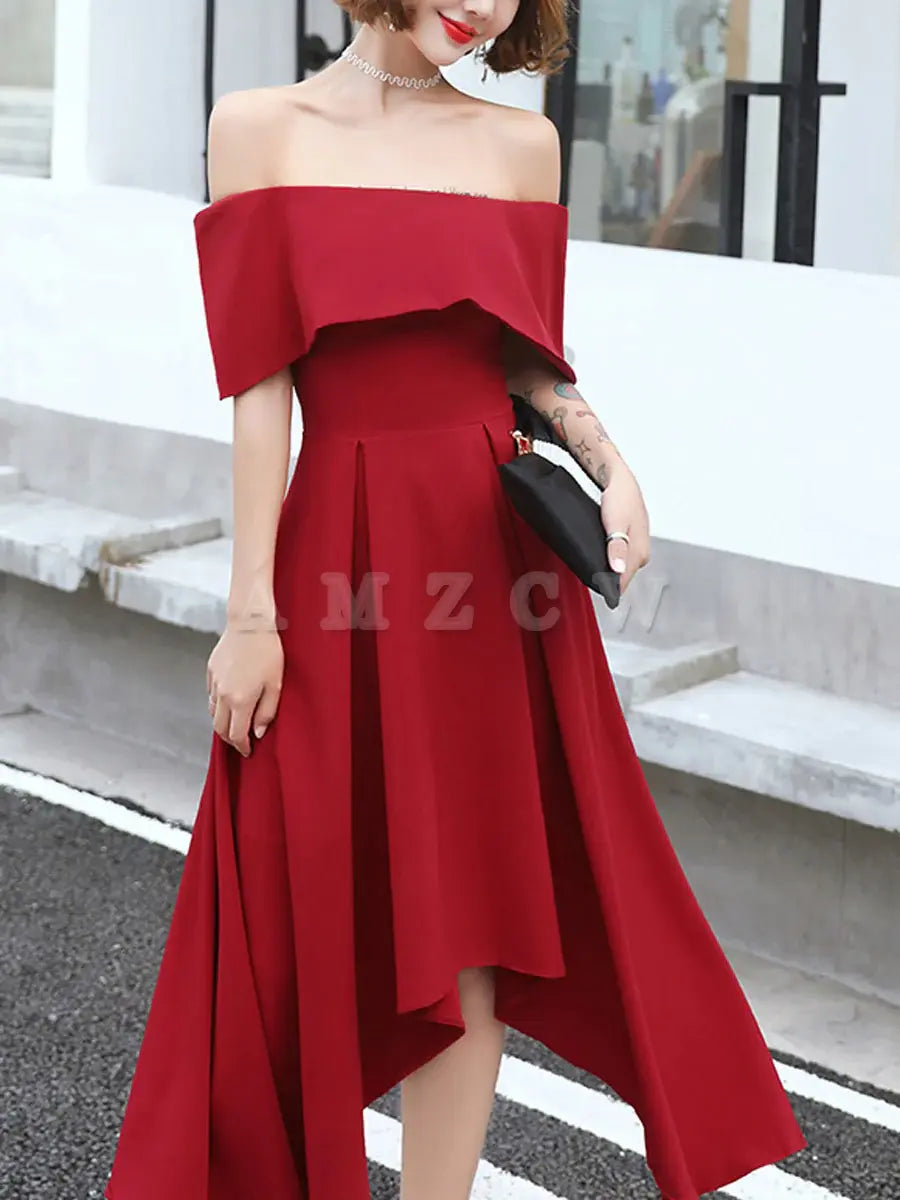 Amzcw Simple burgundy prom dress burgundy evening dress formal wear dresses