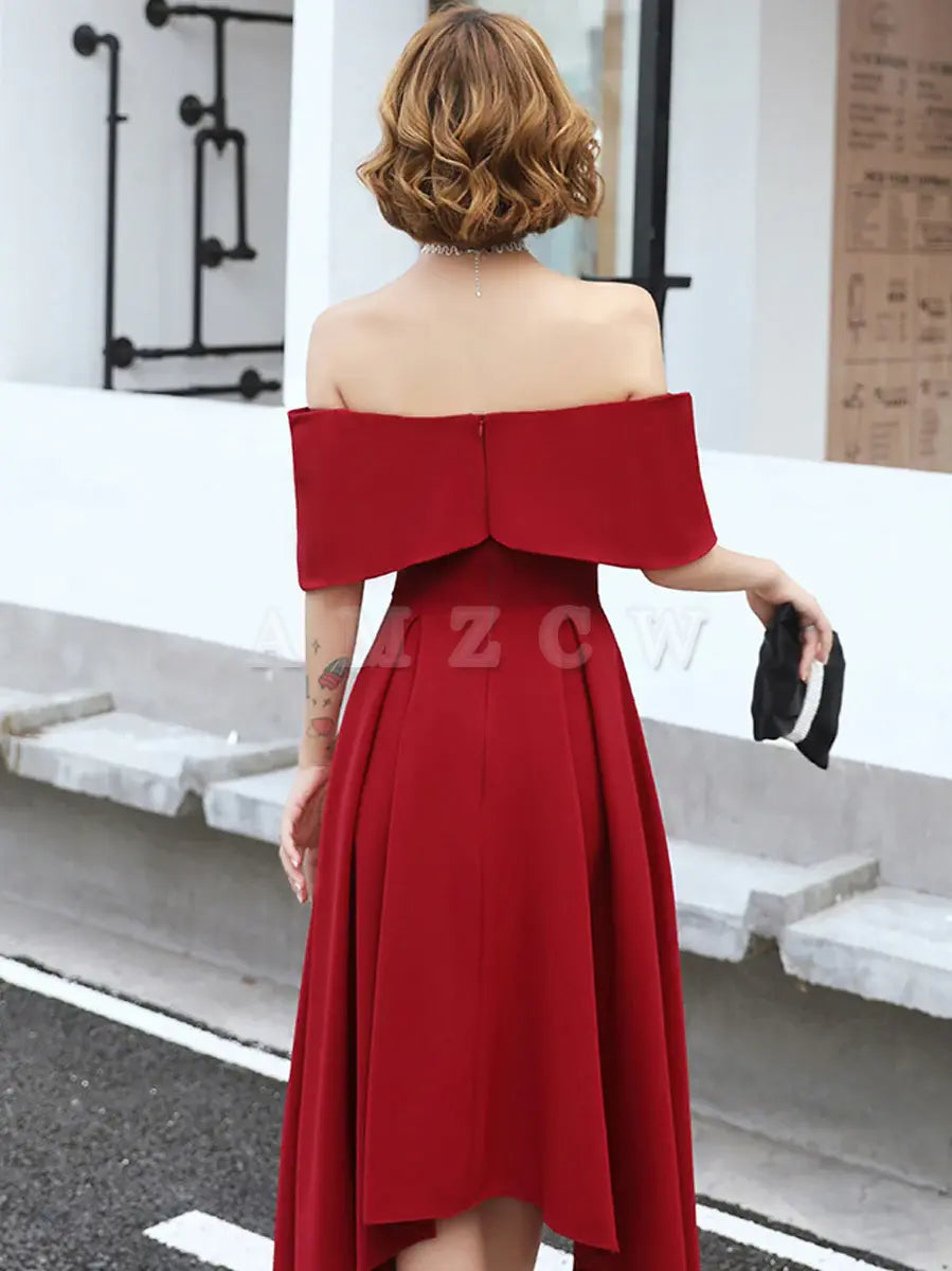 Amzcw Simple burgundy prom dress burgundy evening dress formal wear dresses