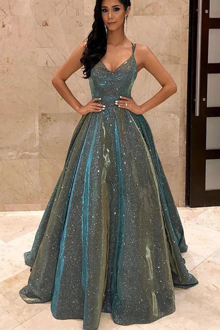 Vestidos de fiesta con lentejuelas verdes y tirantes finos brillantes, vestidos de mujer sin espalda