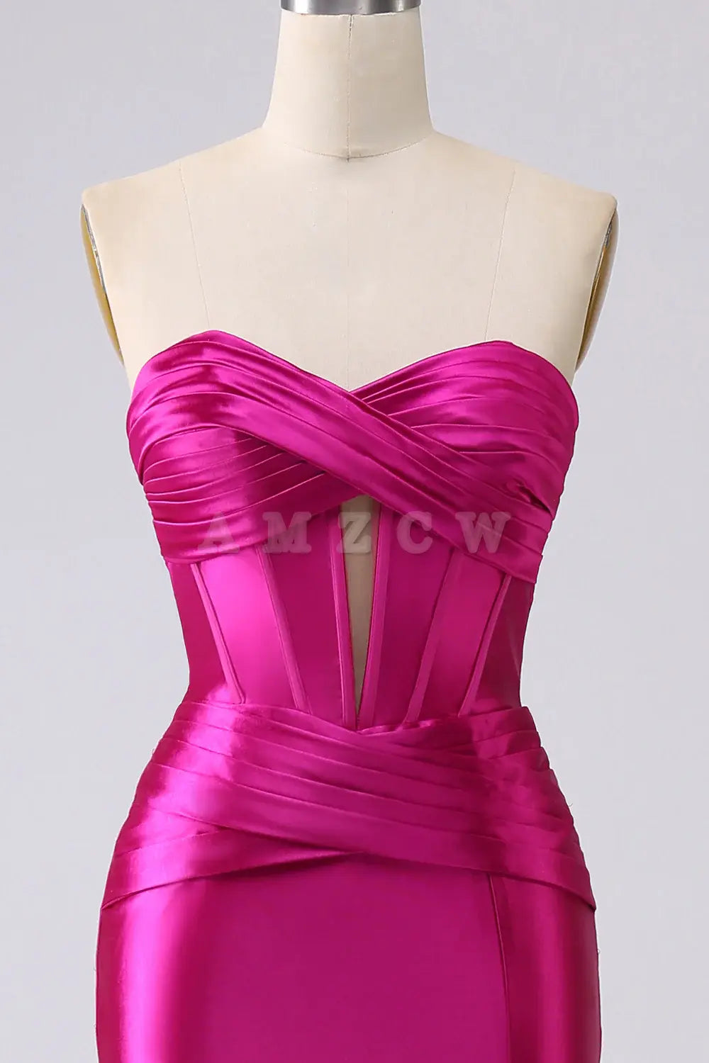 Vestido de fiesta largo con escote corazón y corte sirena fucsia brillante de Amzcw con abertura en tiendas con vestidos de fiesta