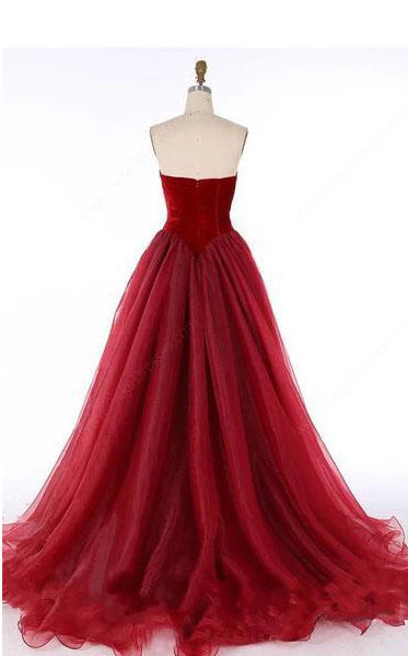 Vestidos de fiesta largos de tul burdeos, sin mangas, con escote en V y corte A hasta el suelo