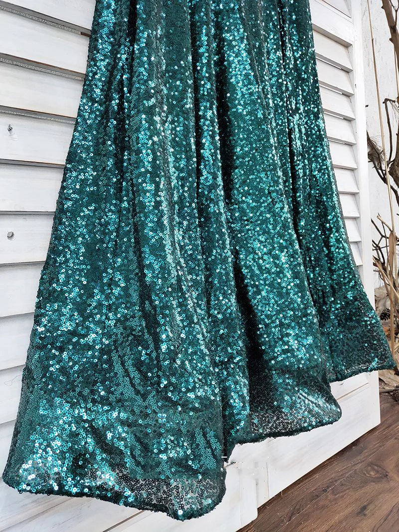 Vestidos de fiesta largos de sirena con escote corazón, verdes, sin tirantes y sin mangas.
