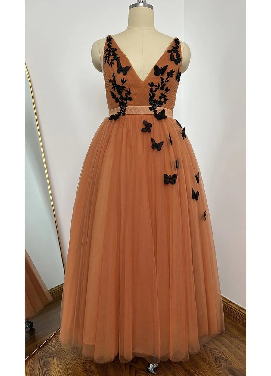 Vestido de fiesta floral sin espalda y cuello en V para regreso a casa