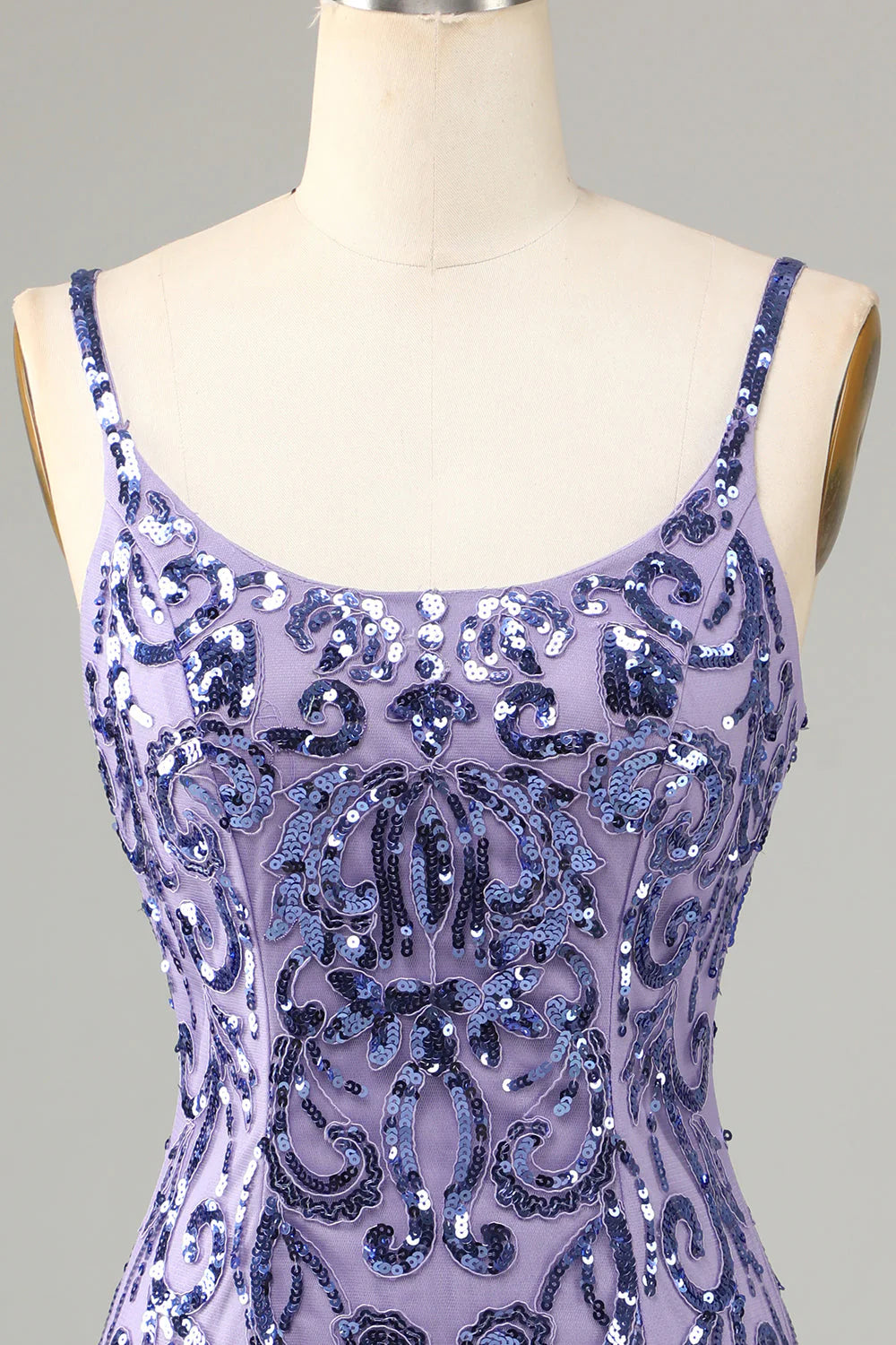 Amzcw Sparkly Purple Sheath Sequins Short Homecoming Dress with Fringes
