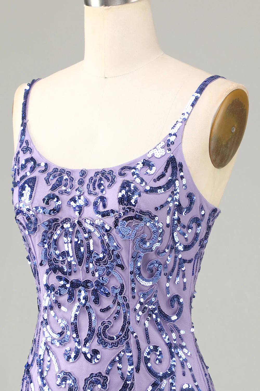 Amzcw Sparkly Purple Sheath Sequins Short Homecoming Dress with Fringes