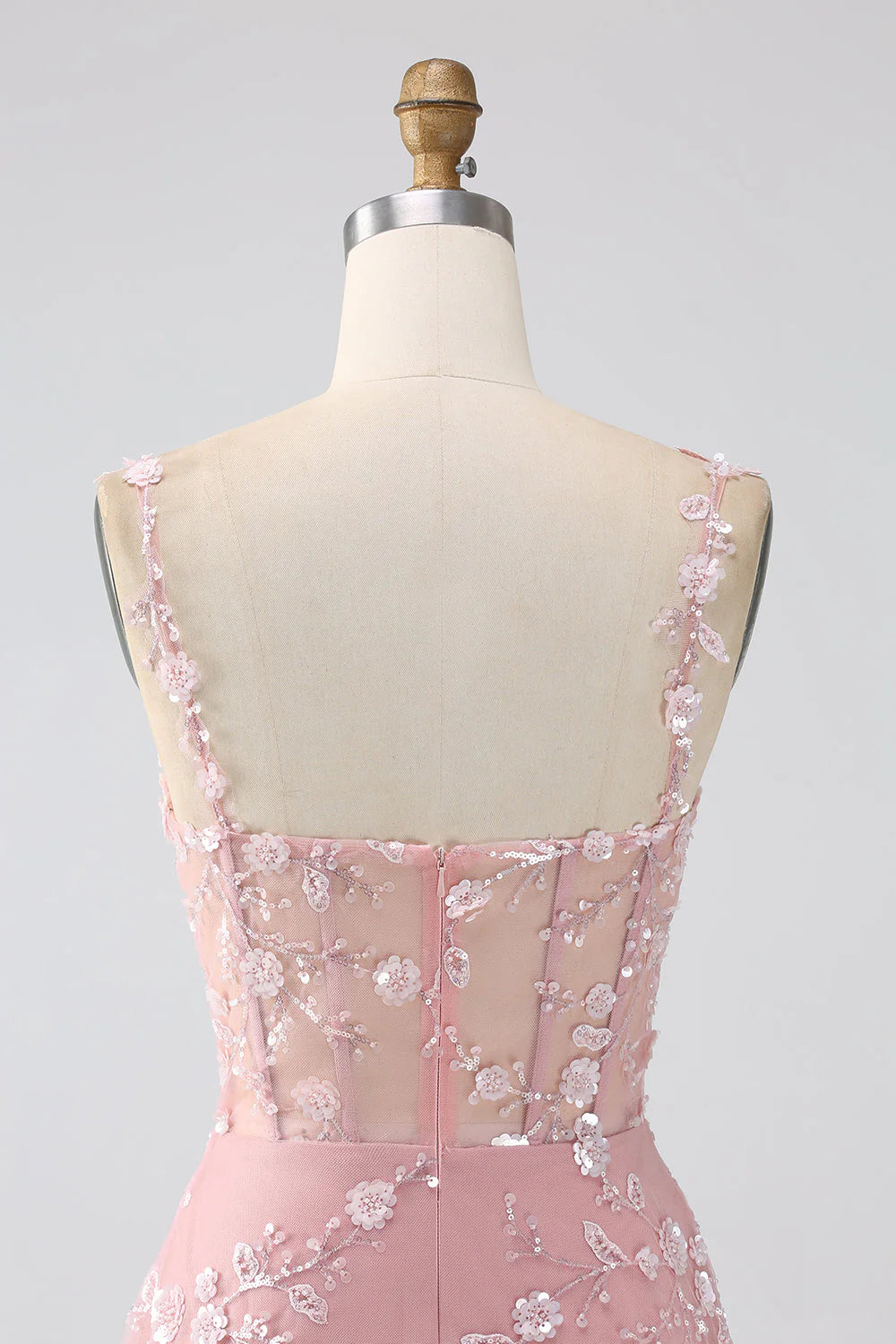 Vestido de fiesta largo Amzcw con escote en A, tirantes finos, lentejuelas brillantes y corsé con abertura