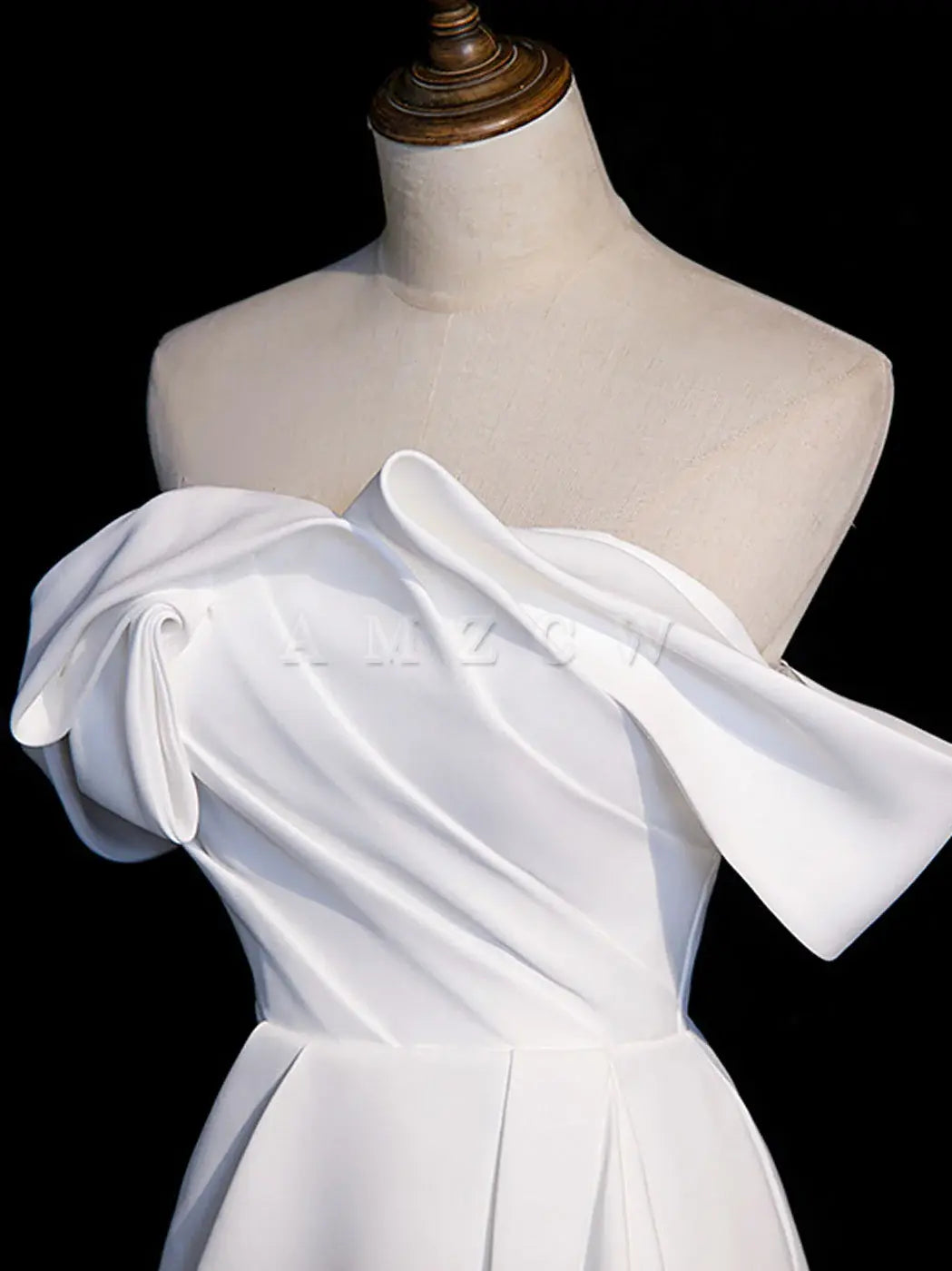 Vestido de fiesta largo de satén blanco con hombros descubiertos de Amzcw, vestido formal largo blanco, vestido de fiesta en tienda