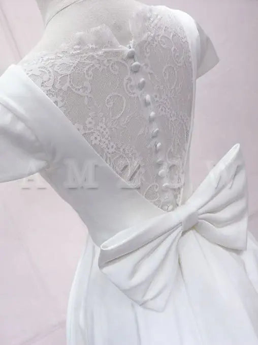 Amzcw White v neck satin lace short prom dress white homecoming dress stores with prom dresses