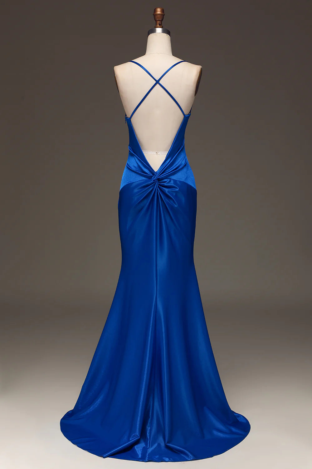 Amzcw Simple Royal Blue Satin Mermaid Long Prom Dress