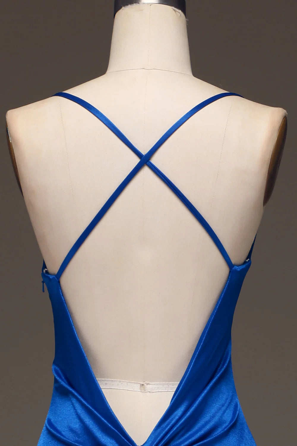 Amzcw Simple Royal Blue Satin Mermaid Long Prom Dress