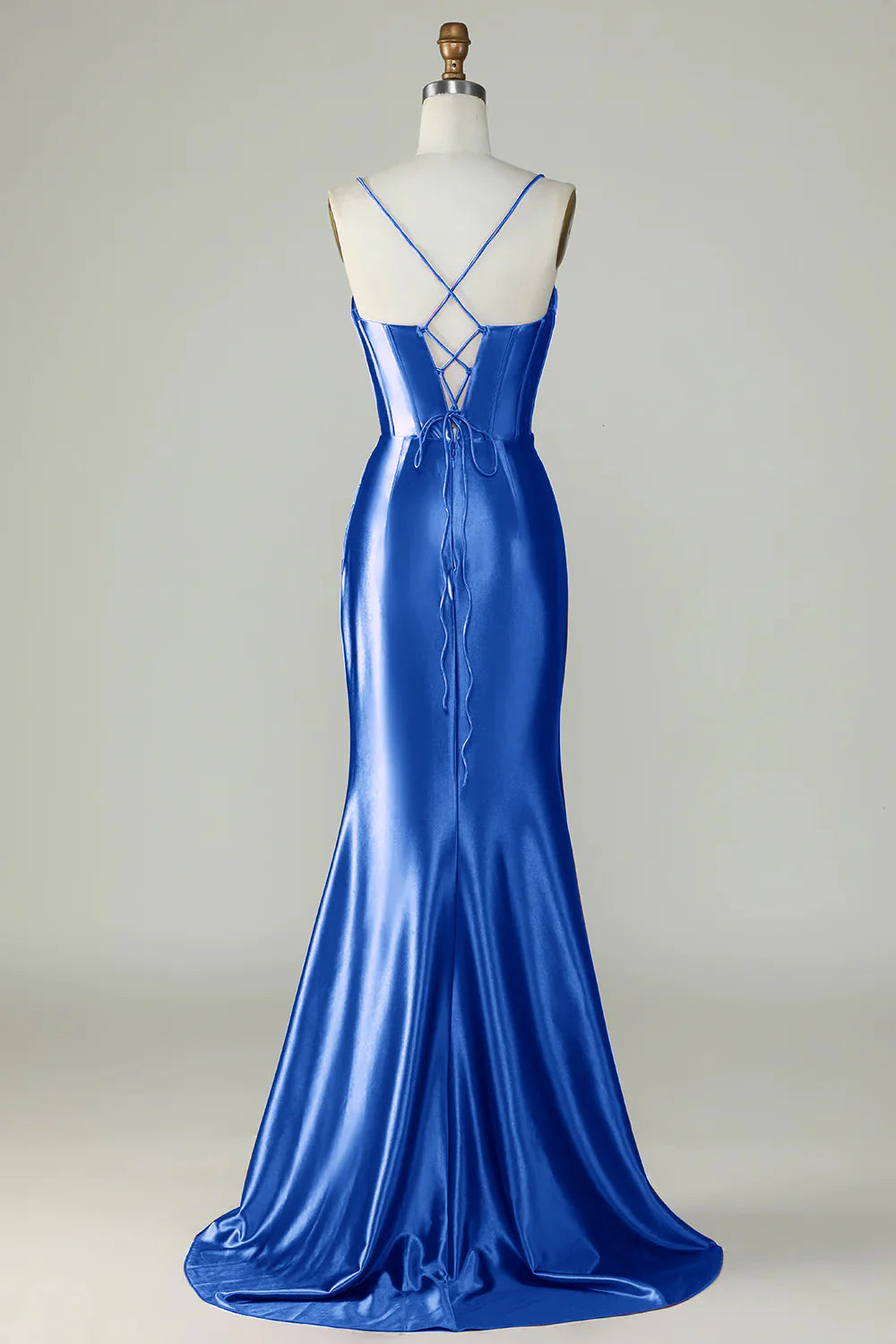 Amzcw Royal Blue Mermaid Spaghetti Straps Long Prom Dress With Slit prom dresses shops
