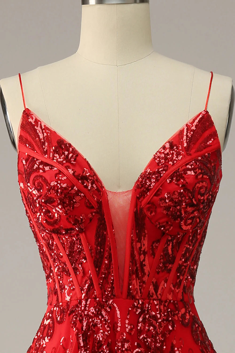 Vestido de fiesta Amzcw burdeos de corte A con tirantes finos y espalda cruzada, talla grande, con mangas largas