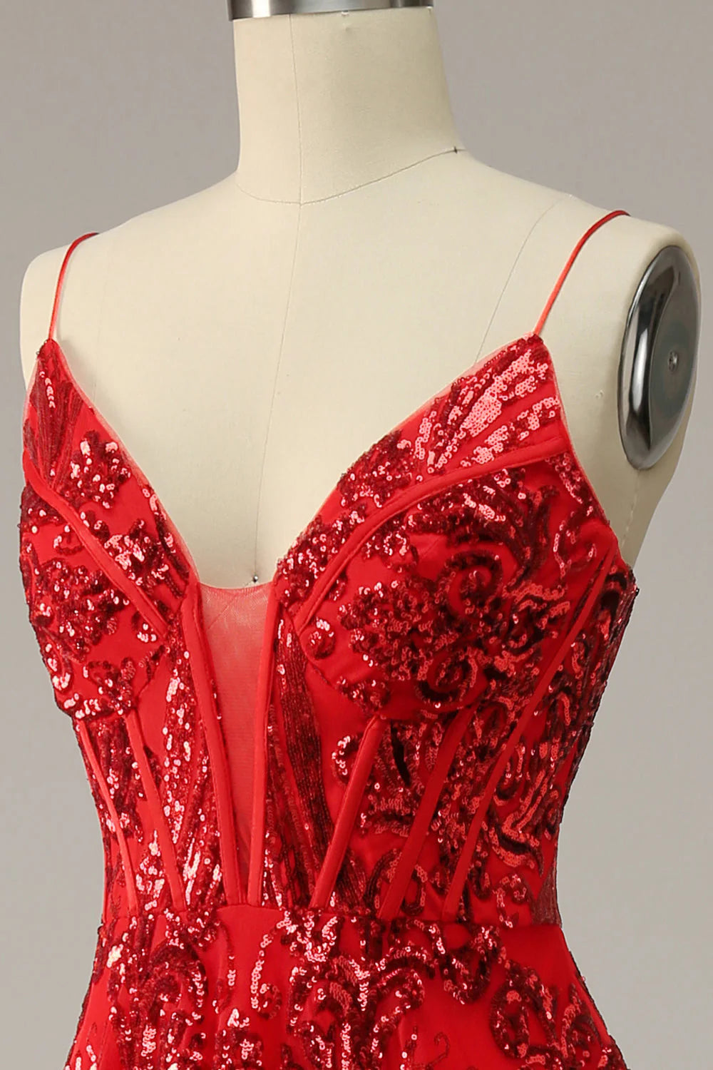 Vestido de fiesta Amzcw burdeos de corte A con tirantes finos y espalda cruzada, talla grande, con mangas largas