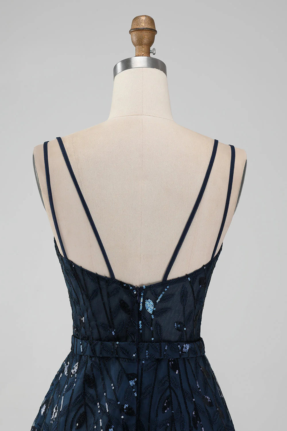 Amzcw Sparkly Navy A Line Spaghetti Straps Sequins Short Homecoming Dress