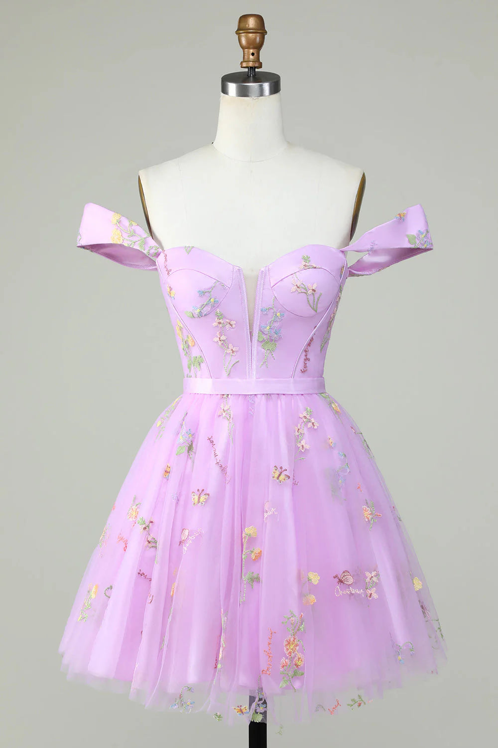 Amzcw Cute A Line Sweetheart Purple Short Homecoming Dress with Embroidery